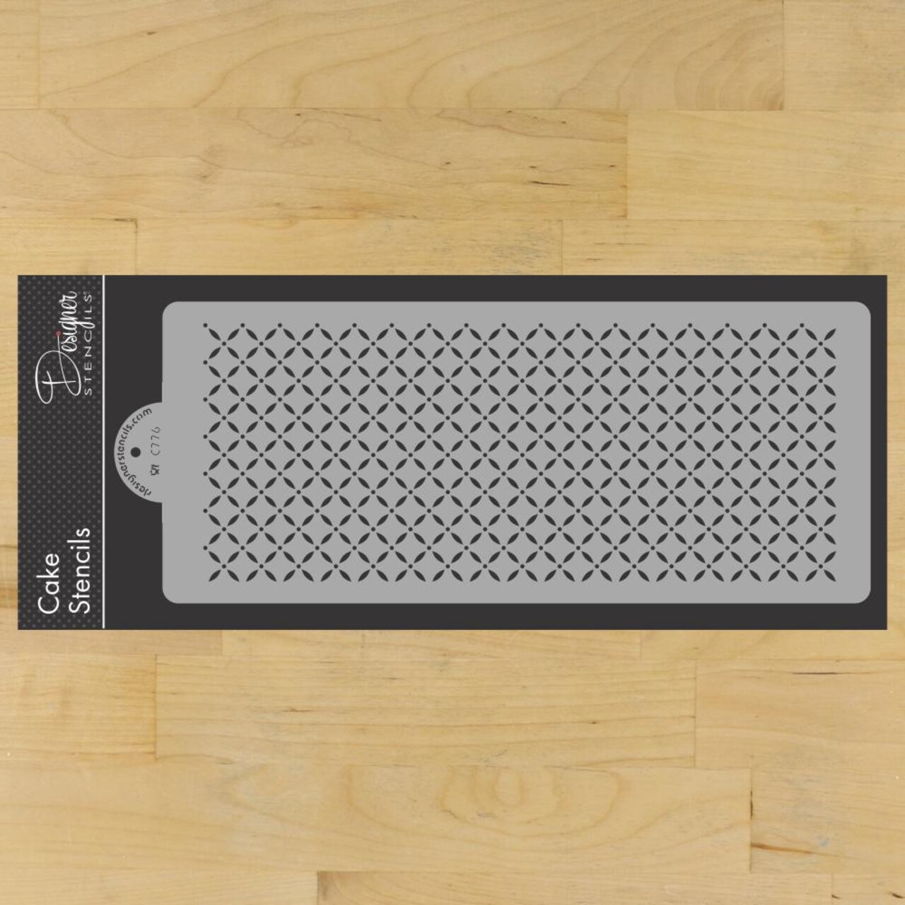 Eyelet Lattice Cake Stencil | C776 by Designer Stencils | Cake Decorating Tools | Baking Stencils for Royal Icing, Airbrush, Dusting Powder | Reusable Plastic Food Grade Stencil for Cakes | Easy to Use & Clean Cake Stencil